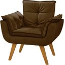 Ver imagem 2 de Kit 2 Poltronas Decorativas Opala Suede Marrom para Sala de Estar Luxo Escritório Quarto