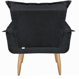 Kit 2 Poltronas Decorativas Opala Suede Preto para Sala de Estar Luxo Escritório Quarto - 6