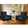 Kit 2 Poltronas Decorativas Opala Suede Preto para Sala de Estar Luxo Escritório Quarto - 2