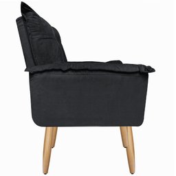 Kit 2 Poltronas Decorativas Opala Suede Preto para Sala de Estar Luxo Escritório Quarto - 5
