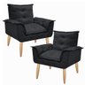 Kit 2 Poltronas Decorativas Opala Suede Preto para Sala de Estar Luxo Escritório Quarto - 1