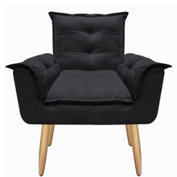 Kit 2 Poltronas Decorativas Opala Suede Preto para Sala de Estar Luxo Escritório Quarto - 4