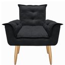 Ver imagem 4 de Kit 2 Poltronas Decorativas Opala Suede Preto para Sala de Estar Luxo Escritório Quarto