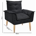 Ver imagem 3 de Kit 2 Poltronas Decorativas Opala Suede Preto para Sala de Estar Luxo Escritório Quarto