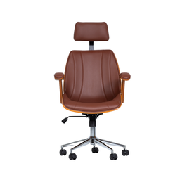 Cadeira de Escritório Ergonômica Giratória Fratini Kopenhagen Presidente Office Apoio Cabeça Marrom - 4