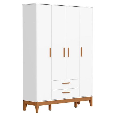Guarda Roupa Infantil Flip 4 Portas e 2 Gavetas Branco Fosco - Reller Móveis
