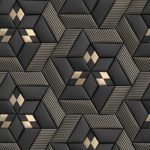 Papel de Parede Geométrico 3d Marrom com Bege - 2,50x0,50m