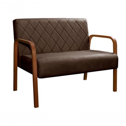 Sofá Namoradeira Lara 2 Lugares 108cm Marrom Veludo Bella Decor para Sala e Escritório