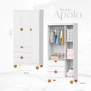 Ver imagem 5 de Quarto de Bebê Completo Berço 2 em 1, Cômoda e Guarda Roupa MDF Apolo Reller Branco Fosco