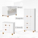 Ver imagem 2 de Quarto de Bebê Completo Berço 2 em 1, Cômoda e Guarda Roupa MDF Apolo Reller Branco Fosco