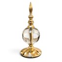 Ver imagem 1 de Pedestal Decorativo Dourado com Esfera Transparente em Cristal a: 23cm L: 10cm C: 10cm