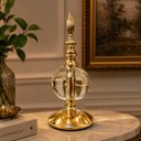Ver imagem 2 de Pedestal Decorativo Dourado com Esfera Transparente em Cristal a: 23cm L: 10cm C: 10cm