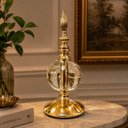 Ver imagem 2 de Pedestal Decorativo Dourado com Esfera de Cristal Transparente 23x10x10cm