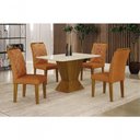 Ver imagem 2 de Mesa De Jantar 4 Lugares 1,20M Tampo Copo Mdf/Vidro Larissa Freijó/Off White,Copo Com Vidro