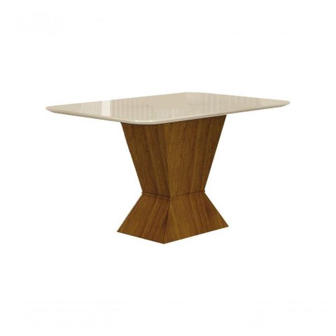 Mesa De Jantar 4 Lugares 1,20M Tampo Copo Mdf/Vidro Larissa Freijó/Off White,Copo Com Vidro
