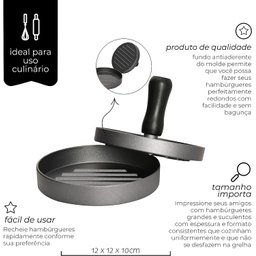 Molde Forma para Hambúrguer Caseiro Artesanal 12 Cm Q-2531 - 3