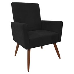 Cadeira Poltrona para Sala Nina Confortável e Reforçada Veludo Preto - 1