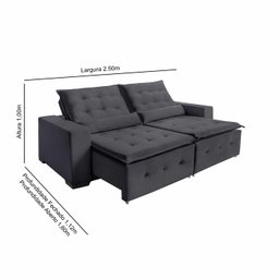 Sofá Spazzio 5 Lugares 2,50cm Retrátil e Reclinável - de Casa Décor e Estofados. - 2