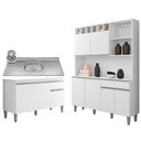 Ver imagem 1 de Cozinha Compacta Alice e Balcão Gabinete Com Pia Tatiane 120cm Branco - AJL Móveis