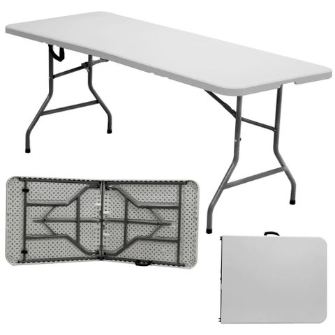 Mesa Dobrável Portátil Vira Maleta 1.80m Camping Praia