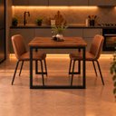 Ver imagem 3 de Mesa de Jantar Reforçada Industrial 140x90cm Tampo Marrom Pés Preto