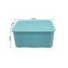 Kit 4 Cestos Organizadores Rattan de Plástico Resistente Médio Cesto Com Tampa Capacidade 8 Litros C - 2
