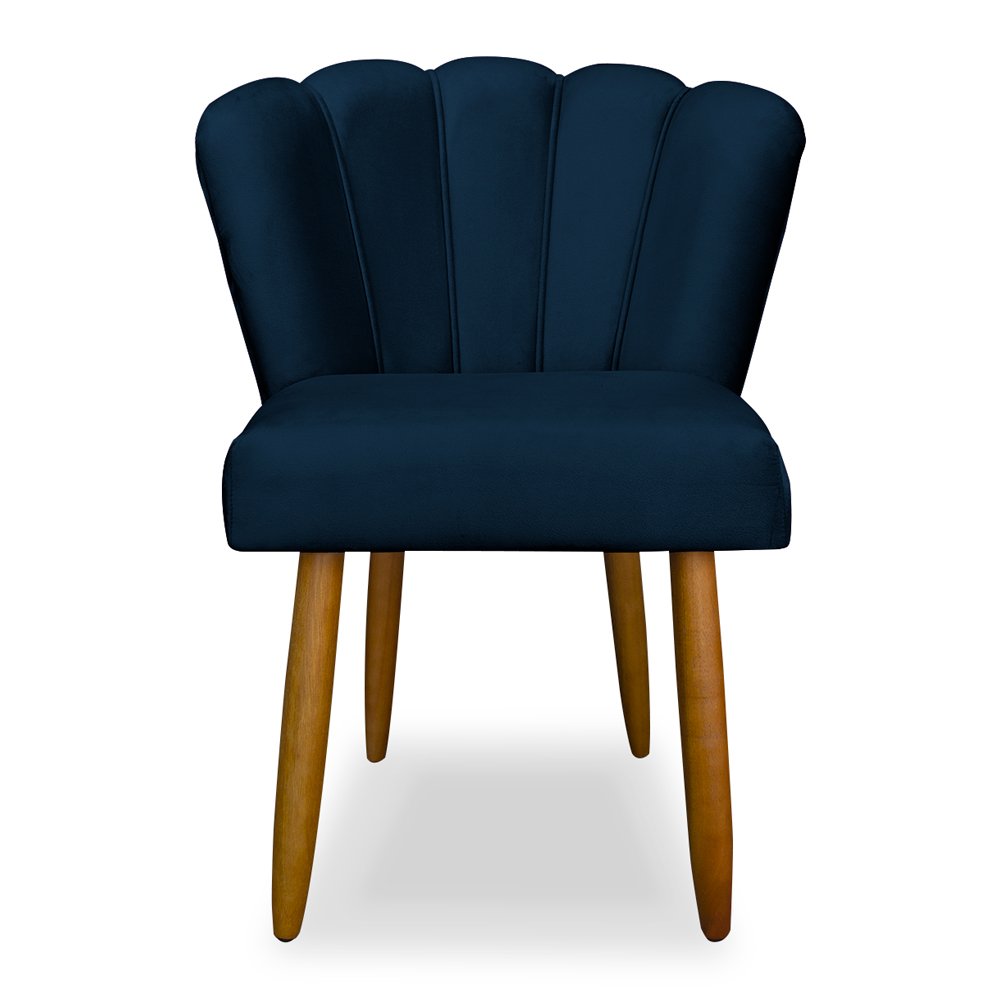 Kit 2 Cadeira para Mesa de Jantar Modelo Flor Veludo:azul Marinho - 2
