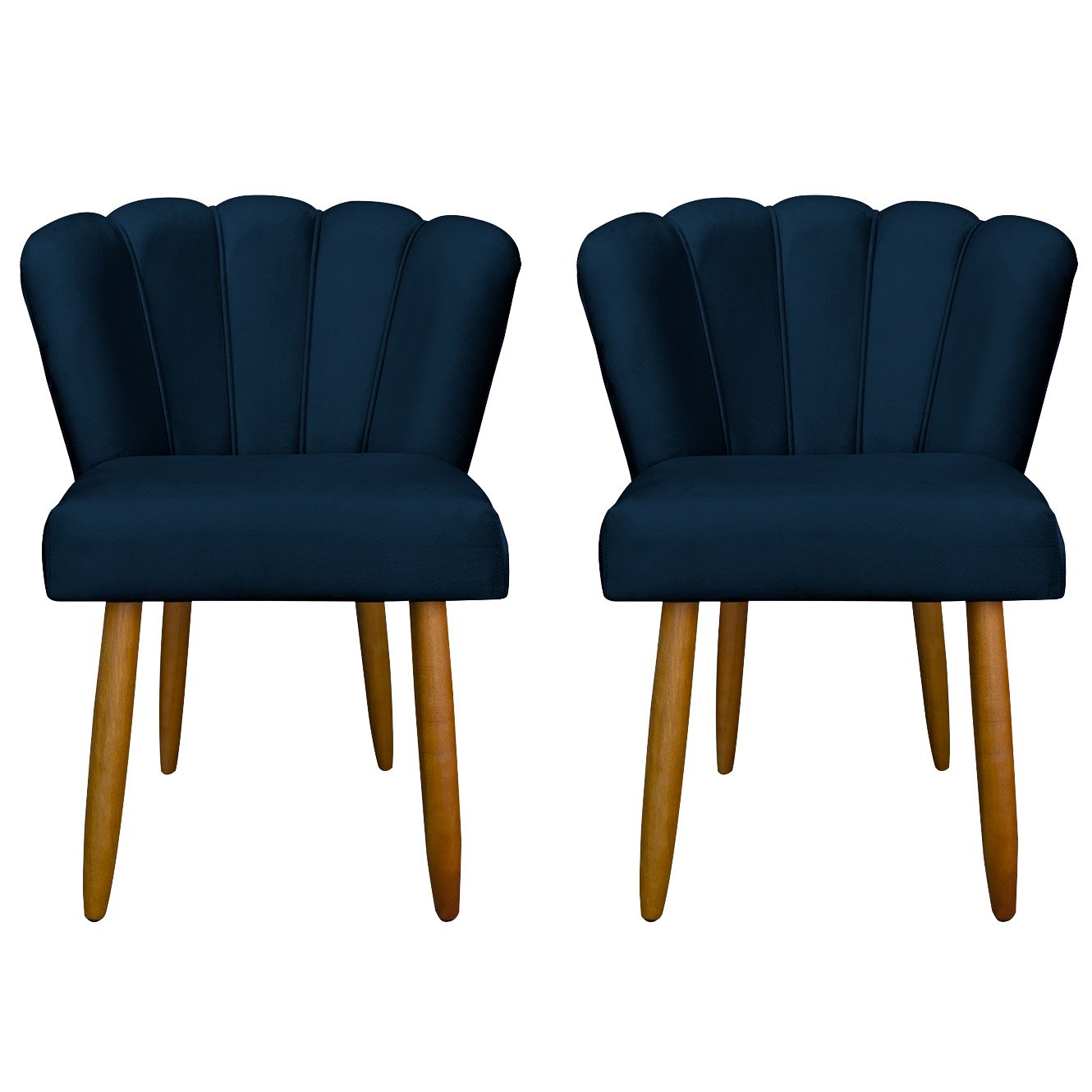 Kit 2 Cadeira para Mesa de Jantar Modelo Flor Veludo:azul Marinho