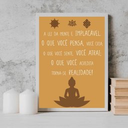 Quadro A Lei Da Mente É Implacável 45x34cm - com vidro:Madeira branca - 1