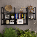 Ver imagem 3 de Prateleira Suspensa Flutuante Parede Industrial Bonita Decorativa Organizadora Metal e Mdf/mdp 100