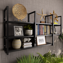 Ver imagem 2 de Prateleira Suspensa Flutuante Parede Industrial Bonita Decorativa Organizadora Metal e Mdf/mdp 100