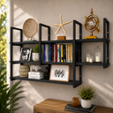 Ver imagem 1 de Prateleira Suspensa Flutuante Parede Industrial Bonita Decorativa Organizadora Metal e MDF/MDP 100
