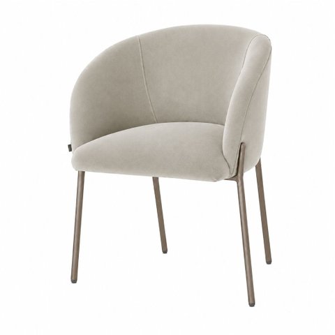 Poltrona Atena Base Fixa Pés em Metal Cinza Zari Decor: Veludo Nude