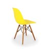 Conjunto Mesa de Jantar em Madeira Imbuia com Azulejo + 4 Cadeiras Eames Eiffel - Amarelo - 4