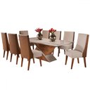 Ver imagem 2 de Mesa de Jantar 8 Lugares Luxury com Vidro Mel/off White/bronze - Viero Móveis