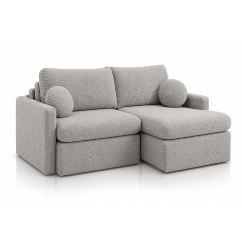 Sofá Amalfi Retrátil e Reclinável com Molas Ensacadas, Pillow 18cm e Função Cama:Boucle Cinza/1.80