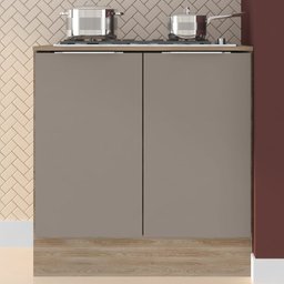 Balcao 2 Portas 80cm Com Tampo 17021 Ferrara Carvalho Oak Fume PLN - 2