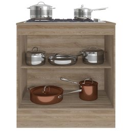 Balcao 2 Portas 80cm Com Tampo 17021 Ferrara Carvalho Oak Fume PLN - 3