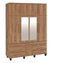 Ver imagem 1 de Guarda-Roupa Roupeiro Supre Triplex 9 Portas 7 Gavetas Espelho Cor Canela
