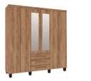Ver imagem 1 de Guarda-Roupa Roupeiro Casal 6 Portas 3 Gavetas com Espelho Cor Canela