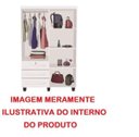 Ver imagem 3 de Guarda-Roupa Roupeiro Solteiro 4 Portas + 3 Gavetas Espelho Cor Teca