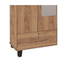 Ver imagem 3 de Guarda-Roupa Roupeiro Solteiro 3 Portas + 1 Gaveta com Espelho Cor Canela