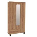 Ver imagem 1 de Guarda-Roupa Roupeiro Solteiro 3 Portas + 1 Gaveta com Espelho Cor Canela