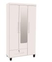 Ver imagem 1 de Guarda-roupa Roupeiro Solteiro 3 Portas + 1 Gaveta com Espelho Cor Branco