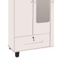 Ver imagem 2 de Guarda-roupa Roupeiro Solteiro 3 Portas + 1 Gaveta com Espelho Cor Branco