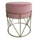 Ver imagem 1 de Banqueta em Metal Dourado e Veludo Rosa 40cm Nk0003 Btc