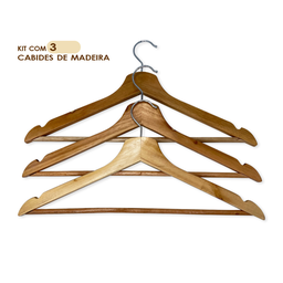 Kit 12 Unidades Cabide de Madeira Marfim com Verniz - 7