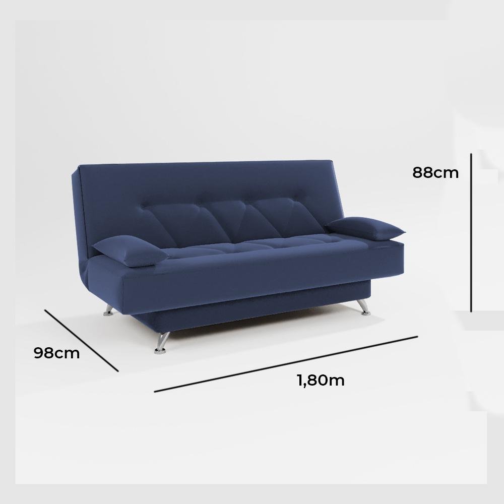 sofá cama 1,80m França Suede Azul Adonai Estofados - 5