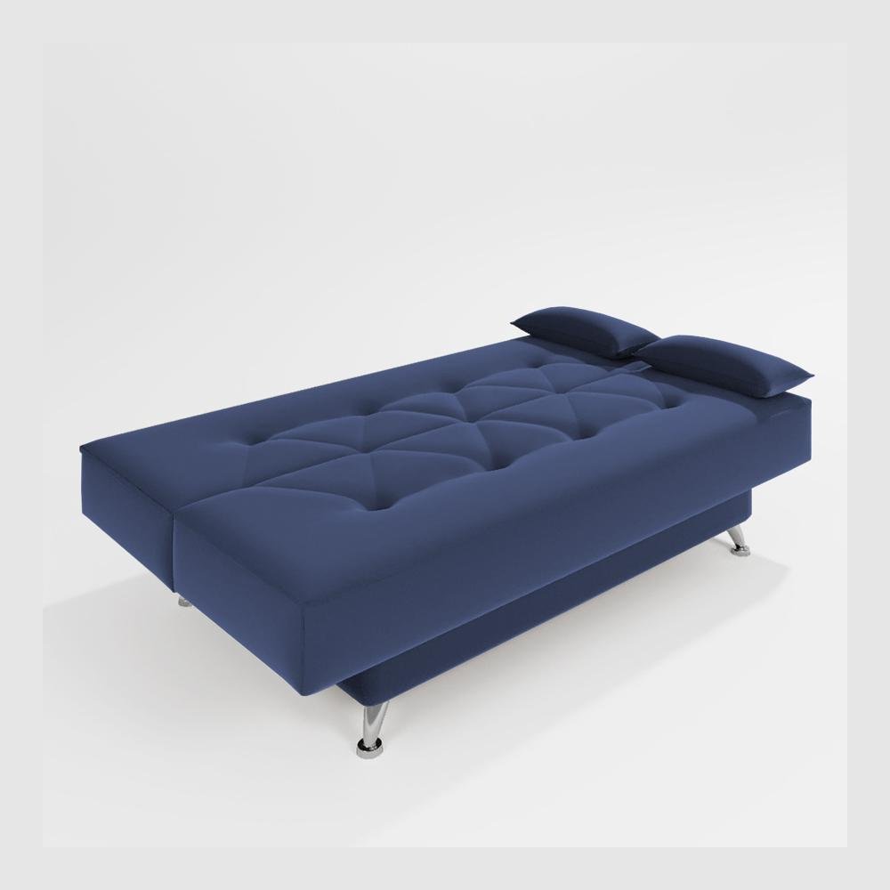 sofá cama 1,80m França Suede Azul Adonai Estofados - 3