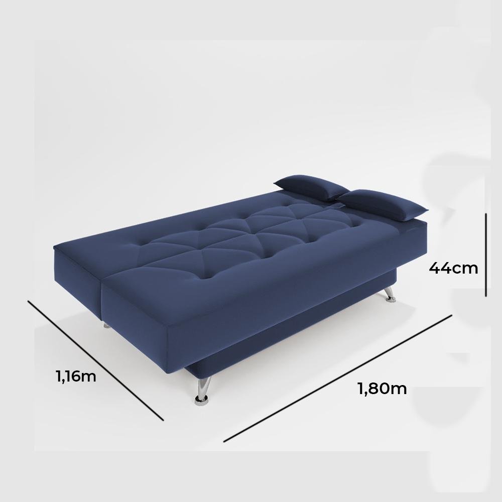 sofá cama 1,80m França Suede Azul Adonai Estofados - 6